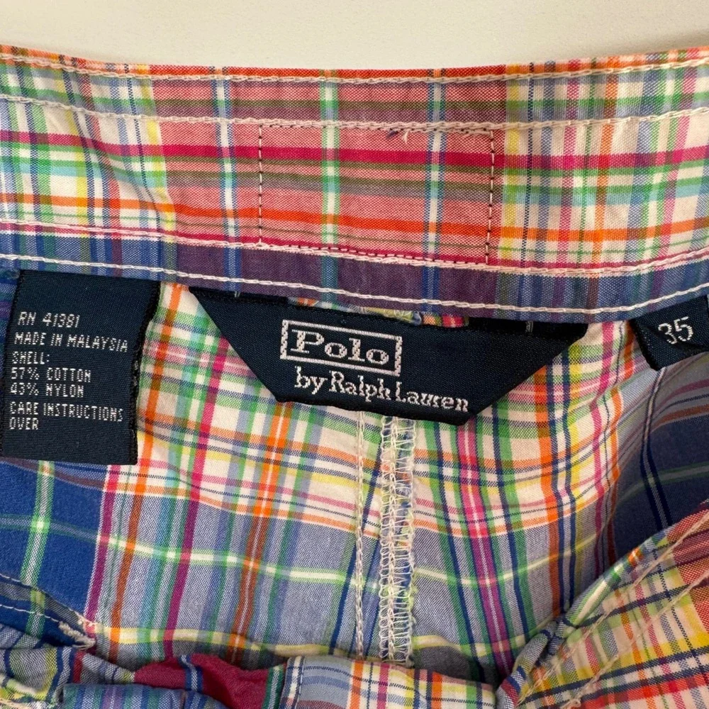 Polo Ralph Lauren Mens 35 Plaid Cargo Board Shorts Multicolor Madras